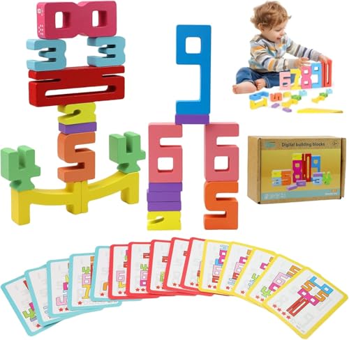 Generisch 20 Stück Number Blocks, Bunt Stapelzahlen aus Holz, Zahlenspiel Holz Zahlenblock Spielzeug, Sensorik Holzbausteine Bauklötze, Montessori Spielzeug Mathematisches Lernspiele, Building Blocks von Generisch