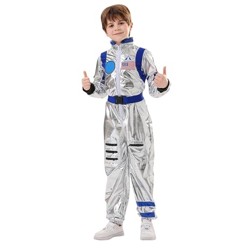 Generisch 2025 Halloween Cosplay Kostüm Jungen und Mädchen Spielen Astronaut Karneval Kostüm Performance Kostüme (Blau, 130/2XS) von Generisch
