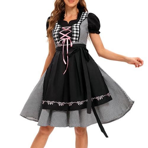 Generisch 2025 Oktoberfest Dirndl Damen Damen Halloween Oktoberfest Kleid Body Sculpting Bühnenkostüm Kostüm Diona-Cosplay-Kostüm (Black, M) von Generisch
