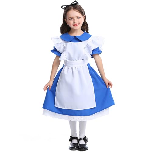 Generisch 2025 Oktoberfest Dirndl Damen Mädchen Kostüm Halloween Kleid Performance Kostüm Cosplay Christmas Pullover Family Set (Blue, S) von Generisch