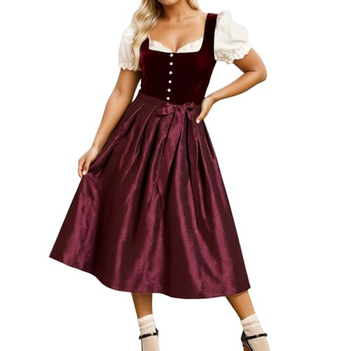 Generisch 2025 Oktoberfest Dirndl Damen Stil Cosplay Kleid Elegante Spitze Schürze Pinafore Kostüm Für Bier Festival Halloween Party Messe Neko-Cosplay-Kostüm (L) von Generisch