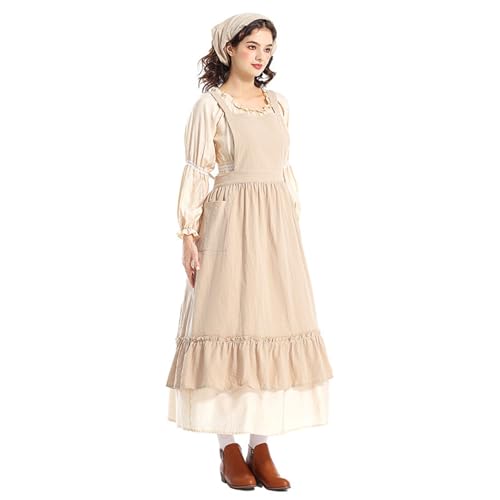 Generisch 2025 Oktoberfest Lässiges, modisches Grasland-Blumenkleid für Damen Damen XXS Kostüm Cosplay (Beige, M) von Generisch