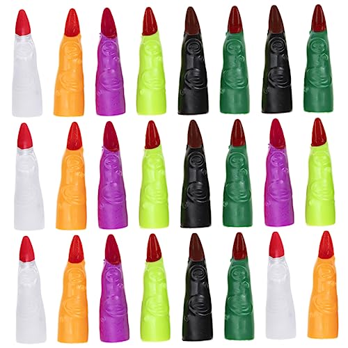 Generisch 24St Halloween-Nagelset Reize Fingerpuppen für Kleinkinder Plüsch gefälscht Skelett Halloween Finger Halloween nägel Halloween-Cosplay-Requisiten Fingernägel für Halloween Plastik von Generisch