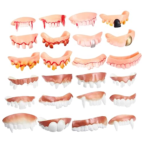 Generisch 24st Halloween-zahnersatz Scherzen Halloween-kostüm-zahnersatz Gefälschte Lustige Zahnprothesen Zahnpasta Halloween Falsche Zähne Reißzähne Gummi Zahn-edelstein-kit Vampirzähne PVC von Generisch