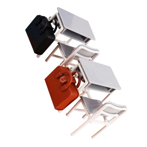 Generisch 2Satz Puppenhaus Möbel Set Set Schreibtisch und Stuhl mit Rucksack Realistische Klassenzimmer Dekoration für Sammler Handgefertigte Miniaturmöbel für Puppenhäuser von Generisch