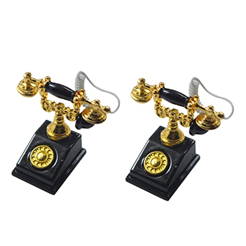 Generisch 2St puppenhaus Telefon Modell Steht Puppe Drift ferngesteuertes Auto Mini-Telefondekoration Vintage-Telefonmodell Heimdekoration Simuliertes Telefon Zinklegierung von Generisch