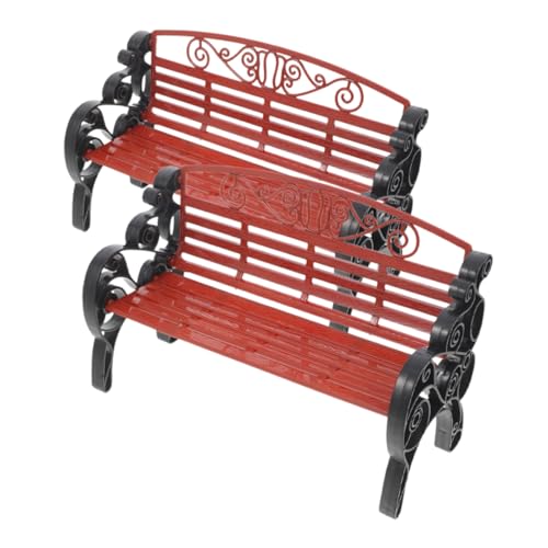 Generisch 2st Parkstuhl Modell Bahnhof Kleine Veranda-Ornamente Gartenbänke Miniaturen Modell Lackierständer Gartenbank Außenbank Stühle Modell-lackierbank Lackierstation Sitz Brown Abs von Generisch