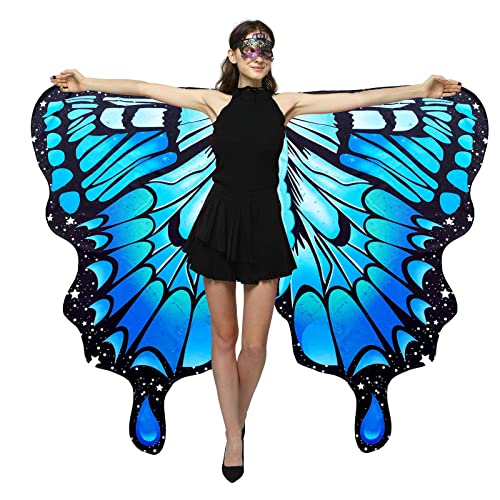 Generisch 3 Set Schmetterling Kostüm Damen, Faschingskostüme Damen, Schmetterlingsflügel Erwachsene, Butterfly Top mit Schmetterling Haarreif Spitze Maske Kostüm Erwachsene Damen Kostüm von Generisch
