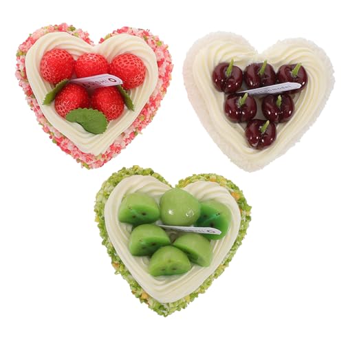 Generisch 3 Stück Kuchen-Modell deko Realistischer Simulationskuchen lebensechte gefälschte Kuchen Kuchen-Food-Modell künstlicher Fruchtkuchen Kuchenmodelle Dessert-Modell Hartschaum von Generisch