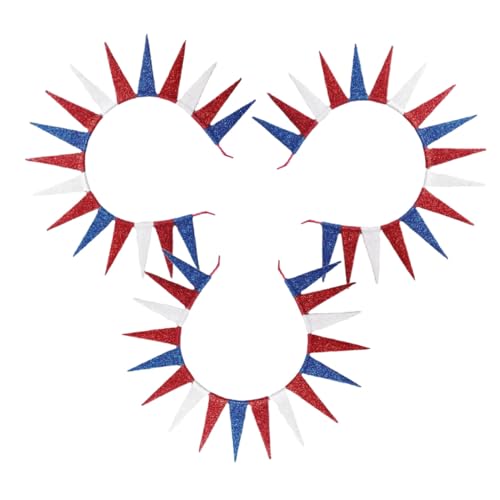 Generisch 3 Stück Teiliges Statue Of Crown Stirnband für Unabhängigkeitstag Memorial Day Patriotisches Haarband mit Stern Design Bequemes Kostümzubehör für Frauen Festliche Party Haarreifen von Generisch