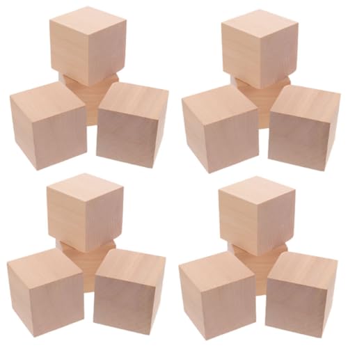 Generisch 30St Holzblockmodell Holzbausteine zum Bauen von stielen Bauspiele Leere Holzwürfel Würfelwürfel aus Holz Würfelblöcke natürliche Holzwürfel Holzblöcke hölzern Khaki von Generisch