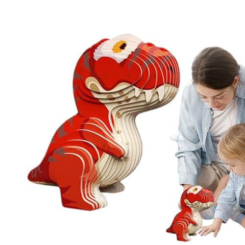 Generisch 3D-Dinosaurier-Puzzle,Dinosaurier-Puzzle - Papier-Dinosaurier-Puzzle-Spielzeug,Dinosaurier-Bausteine, 3D-Tierpuzzle für das Lernen im Vorschulalter, frühpädagogisches Training der von Generisch