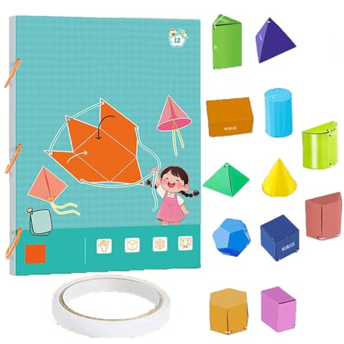 Generisch 3D Geometrie Lernbuch mit Geometrischen Modellen, Interaktives Zugschnur-Set für Anfänger, 9/12/15 Körper (12-Model, One Size) von Generisch
