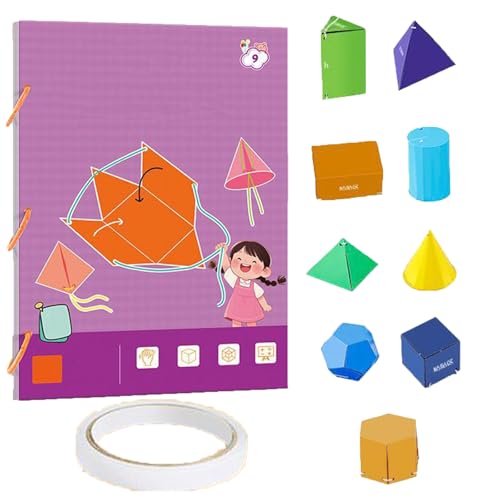 Generisch 3D Geometrie Lernbuch mit Geometrischen Modellen, Interaktives Zugschnur-Set für Anfänger, 9/12/15 Körper (9-Model, One Size) von Generisch