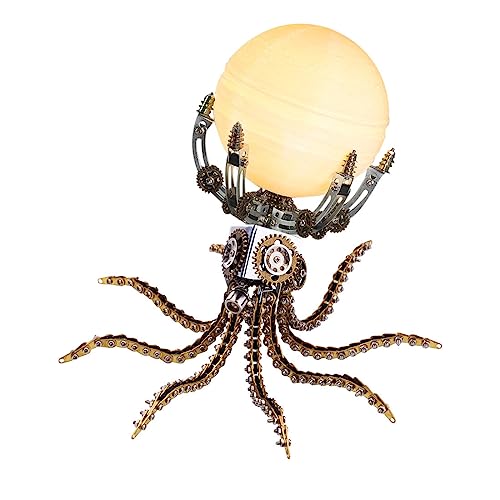 Generisch 3D Octopus Metall Puzzle, Mechanisch Octopus-Basis + Jupiter Lichter DIY Montagespielzeug - 1060PCS (10CM Touch 3 Farben Tap Lampen) von Generisch