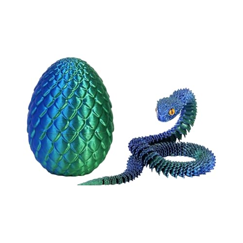 Generisch 3D Printed Snake Toy, Easter 3D PrintedSnake Articulated Flexible Snake Realistic Slithering Design Luminous Animal for Desk Decoration - Colourful Designs for Easter Gift (Dunkelgrün) von Generisch