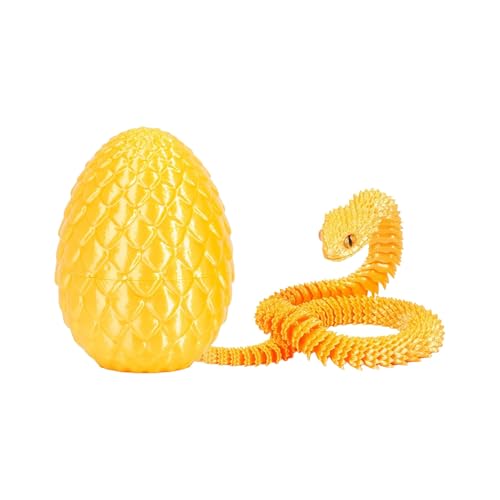 Generisch 3D Printed Snake Toy, Easter 3D PrintedSnake Articulated Flexible Snake Realistic Slithering Design Luminous Animal for Desk Decoration - Colourful Designs for Easter Gift (Gold) von Generisch