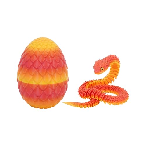 Generisch 3D Printed Snake Toy, Easter 3D PrintedSnake Articulated Flexible Snake Realistic Slithering Design Luminous Animal for Desk Decoration - Colourful Designs for Easter Gift (Safran) von Generisch