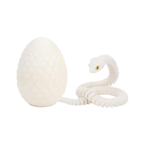Generisch 3D Printed Snake Toy, Easter 3D PrintedSnake Articulated Flexible Snake Realistic Slithering Design Luminous Animal for Desk Decoration - Colourful Designs for Easter Gift (Weiß) von Generisch