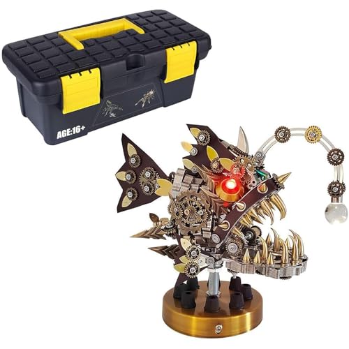 Generisch 3D-Steampunk-Mechanik-Metallpuzzle-Bausatz, DIY-Laternenfisch-Modell – 3D-Puzzle-Bausatz, handgefertigte Bastelsammlung für Erwachsene und Jugendliche von Generisch