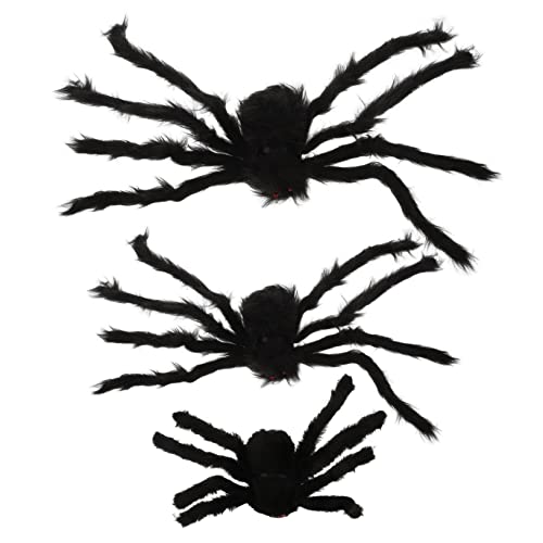 Generisch 3St Halloween-Spinne Halloween-Dekorationen Spinne Fußmatten Halloween-Krähen gruselig Halloween aussendeko Halloween plüschtier Geisterfest- Simulationsspinne Black von Generisch