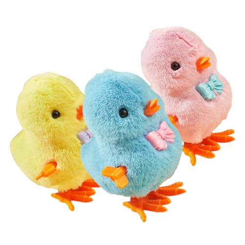 Generisch 3st Küken Hühnerspielzeug Für Gehendes Küken-babyspielzeug Hühnchenspielzeug Zum Aufziehen Flauschige Küken Partygeschenke -osterkorbfüller Aufziehküken Plüsch von Generisch
