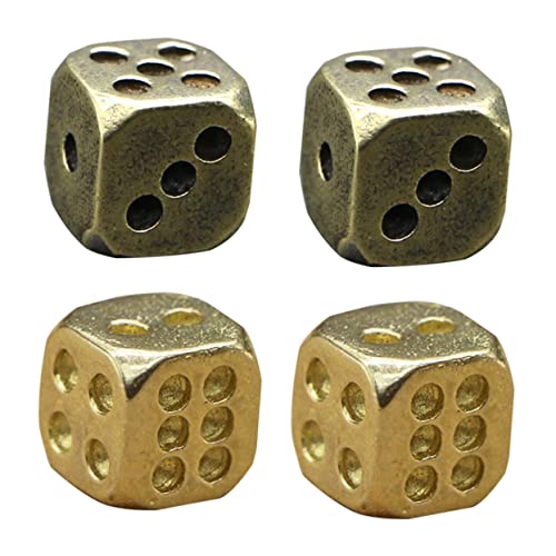 Generisch 4 Stück Brass Dice Nightclub Spiel Requisiten Dekorative Würfel Brassware Schmuck von Generisch