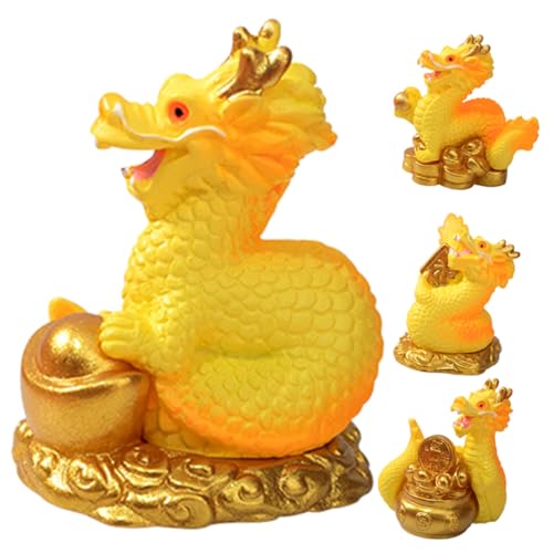4 Stück Drachendekore Drachenstatuen Für Den Haushalt Drachen-Desktop-Dekoration Mini-Drachen-Ornament Kleines Drachenhandwerk Kleiner Drache Auf Dem Tisch Harz Golden von Generisch