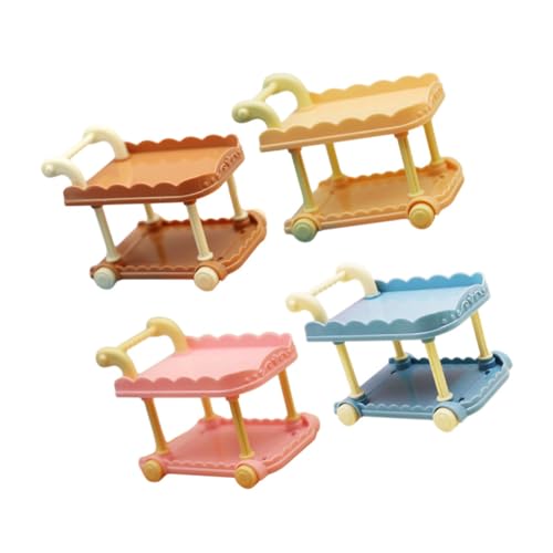 Generisch 4 Stück Mini Speisewagen Modellwagen Möbel Miniatur Haus Modellbausatz Puppenhaus Zubehör Mini Dekoration Mini Haus Mini Speisewagen Ornamente Speisewagen Modelle Aus von Generisch