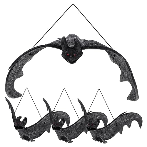 Generisch 4 Stück Simulations-Fledermaus-Anhänger Fenstertür Fledermäuse Plüsch Halloween wanddeko Halloween basteln Halloween-Szenendekoration Halloween-Anhänger Fledermaus Gummi Black von Generisch