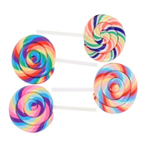 Generisch 4 Stück Teiliges Regenbogen Lutscher Dekoration Realistische Lutscher für Puppenhäuser Foto Requisiten und Kreative Bastelprojekte Resinsüßigkeiten Ornamente von Generisch