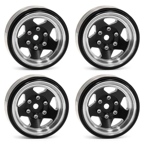 Generisch 4 Stücke Messing-Beadlock-Radring mit Aluminium-Hub kompatibel mit 1/18 1/24 Skala RC Cars SCX24 AX24 ASCENT-18-Upgrade-Teile(B) von Generisch