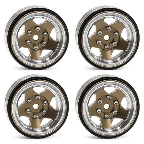 Generisch 4 Stücke Messing-Beadlock-Radring mit Aluminium-Hub kompatibel mit 1/18 1/24 Skala RC Cars SCX24 AX24 ASCENT-18-Upgrade-Teile(C) von Generisch