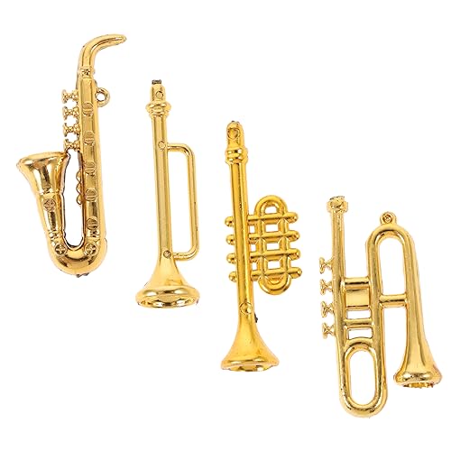 Generisch 4 Stücke Mini Instrument Decor Musical Puppe Für Kunststoff Miniaturen Musik Goldene Miniatur Puppen von Generisch