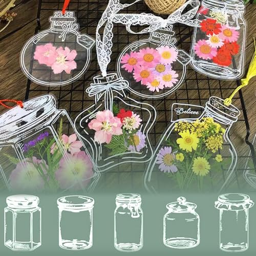 Generisch 40 Stück Lesezeichen DIY,Lesezeichen Personalisiert,Lesezeichen Kinder Mitgebsel Kindergeburtstag Transparente Lesezeichen Getrocknete Blumen FlaschenAufkleber Set von Generisch