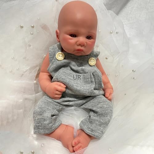 Generisch 40 cm großer afroamerikanischer Junge – Ganzkörper-Silikon mit offenen Augen und beweglichen Gliedmaßen, ultrarealistisches Kleinkind-Sammlerstück (#3) von Generisch