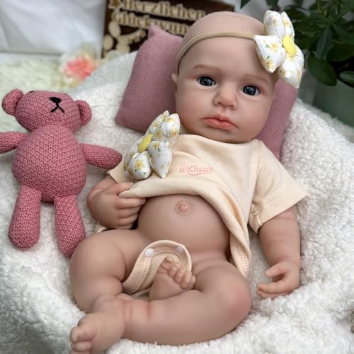 Generisch 45 cm großes, lebensechtes Reborn-Baby aus Silikon, weiche Silikon-Neugeborenenpuppe mit beweglichen Gliedmaßen, zum Verschenken, Fotografieren und für Rollenspiele von Generisch