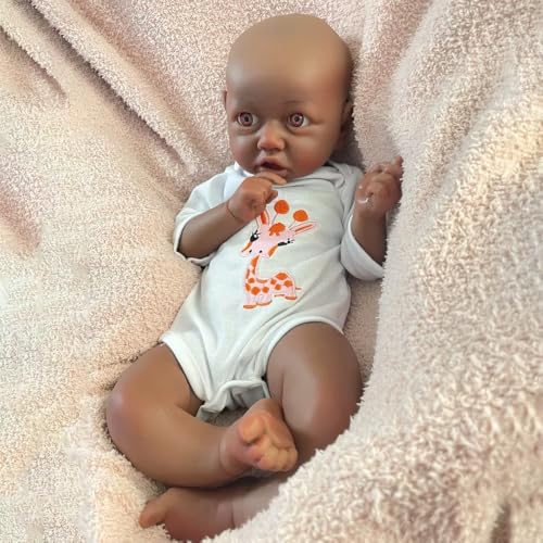 Generisch 46 cm lebensechte Reborn-Babypuppe aus Silikon, afroamerikanisches Mädchen, weiches neugeborenes schwarzes Mädchen, zum Verschenken, für Fotografie und Rollenspiele (Painted) von Generisch