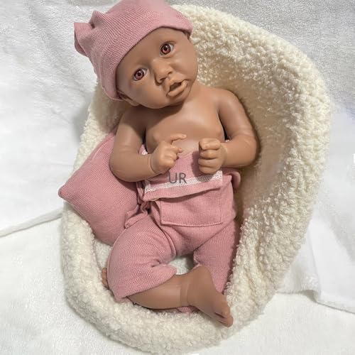 Generisch 46 cm lebensechte Reborn-Babypuppe aus Silikon, afroamerikanisches Mädchen, weiches neugeborenes schwarzes Mädchen, zum Verschenken, für Fotografie und Rollenspiele (Unpainted) von Generisch
