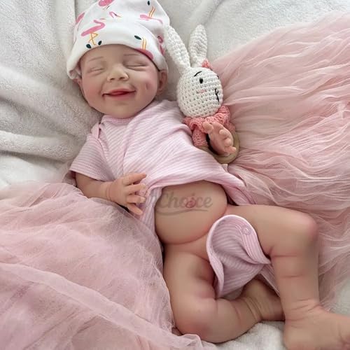 Generisch 46 cm lebensechte Reborn-Babypuppe aus Silikon – 2,7 kg schwer, mit süßem Lächeln und beweglichen Gliedmaßen – ultrarealistisches Neugeborenen-Sammlerstück (#1) von Generisch