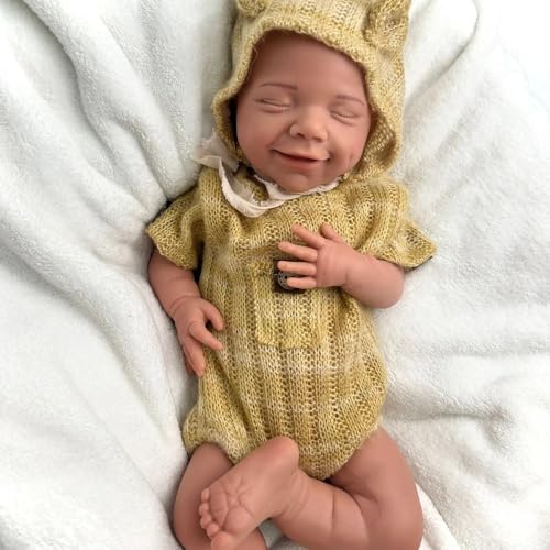 Generisch 46 cm lebensechte Reborn-Babypuppe aus Silikon – 2,7 kg schwer, mit süßem Lächeln und beweglichen Gliedmaßen – ultrarealistisches Neugeborenen-Sammlerstück (#3) von Generisch