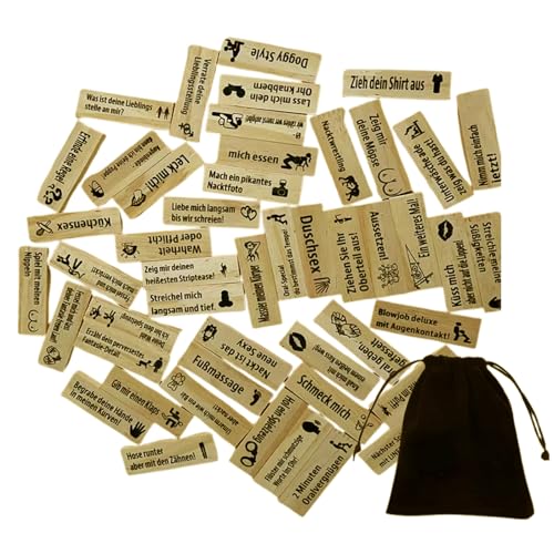 Generisch 48-teiliges Holz-Stapelspiel für Paare – Sinnliches Spiel für Erwachsene – Romantischer Spielspaß für Date Nights & Partys (Deutschsprachige Version) von Generisch