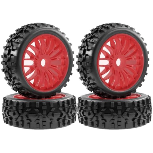 Generisch 4pcs 115mm 1/8 RC RC Off Road Buggy Auto Wheel Tire Tire -Reifen -Reifen -Set mit 17 -mm -Hex -Hub -Kompatibel mit verschiedenen 1 8 -Skala -RC -Autos und LKWs(Red) von Generisch