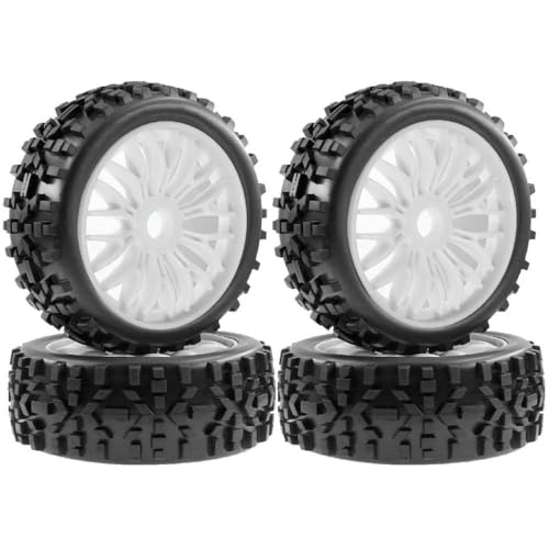 Generisch 4pcs 115mm 1/8 RC RC Off Road Buggy Auto Wheel Tire Tire -Reifen -Reifen -Set mit 17 -mm -Hex -Hub -Kompatibel mit verschiedenen 1 8 -Skala -RC -Autos und LKWs(White) von Generisch
