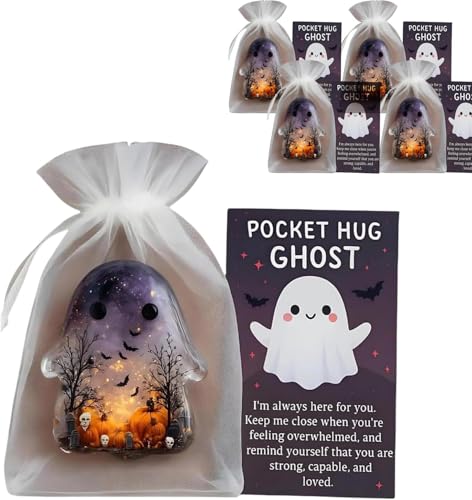 Generisch 4pcs Pocket Comfort Ghosts: A Hug in Your Pocket, Cute Halloween Ghost Pocket Hug, Pocket Ghost Hug Tokens with Encouragement Card Healing Symbolism and Memory Keeper (purple-4pcs) von Generisch