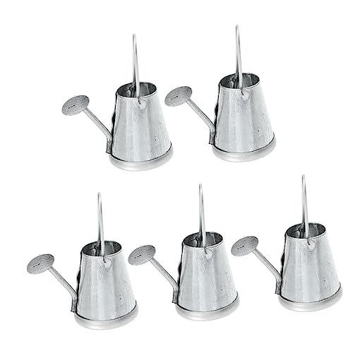 Generisch 5 Stück Wasserkocher Micro Landschaft winzig Mini klein Gießkanne für Botanisches Krug dekorativ puppenhauszubehör Gießkanne Mikrolandschaftsmodelle Eisen Silver von Generisch
