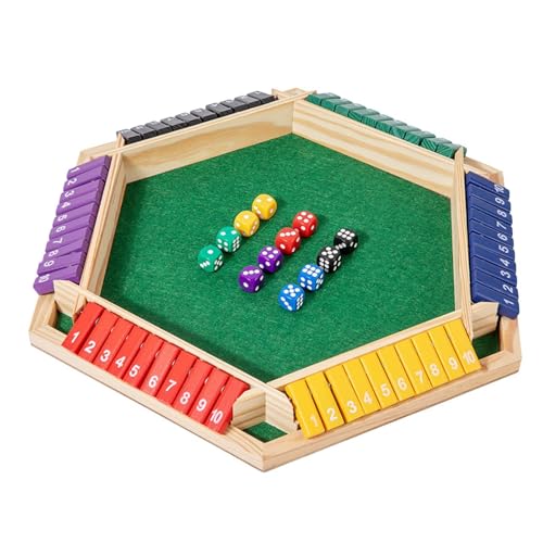 Generisch 6 Spieler Shut The Box Spiel Brettspiel Aus Würfelspiel Mathematik Würfelbrettspiele Double Shutter Kinder Brettspiel Für Familien-Mathe-Spiele,Bar Usw,geeignet Für Alle Altersgruppen von Generisch