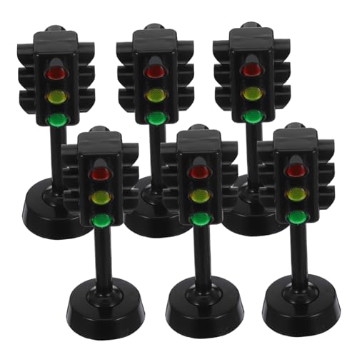 Generisch 6 Stück Ampelspielzeug Signal Licht anmachen Verkehrsspielzeug Ampel zur Verkehrskontrolle Früherziehungslampe Signalleuchten für Zebrastreifen Lampenspielzeug Abs Schwarz von Generisch