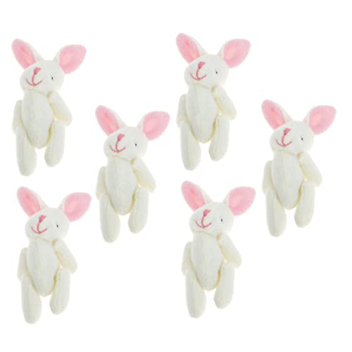 Generisch 6 Stück Kaninchen Plüschspielzeug Massenspielzeug Kinderspielzeug Plüsch Schlüsselanhänger Medaillon Stoffhase B des Deckels Mini Plüschtiere Mini DIY Schlüssel von Generisch