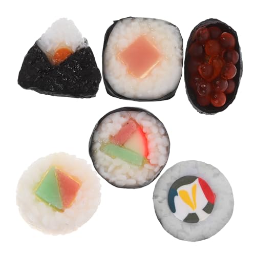 Generisch 6 Stück Miniatur-Sushi Zum Ausstellen, Spielen, Küchenzubehör, Realistisches Lebensmittelmodell Für Heimdekoration, Fotografie, Künstliches Sushi Für Sammler von Generisch